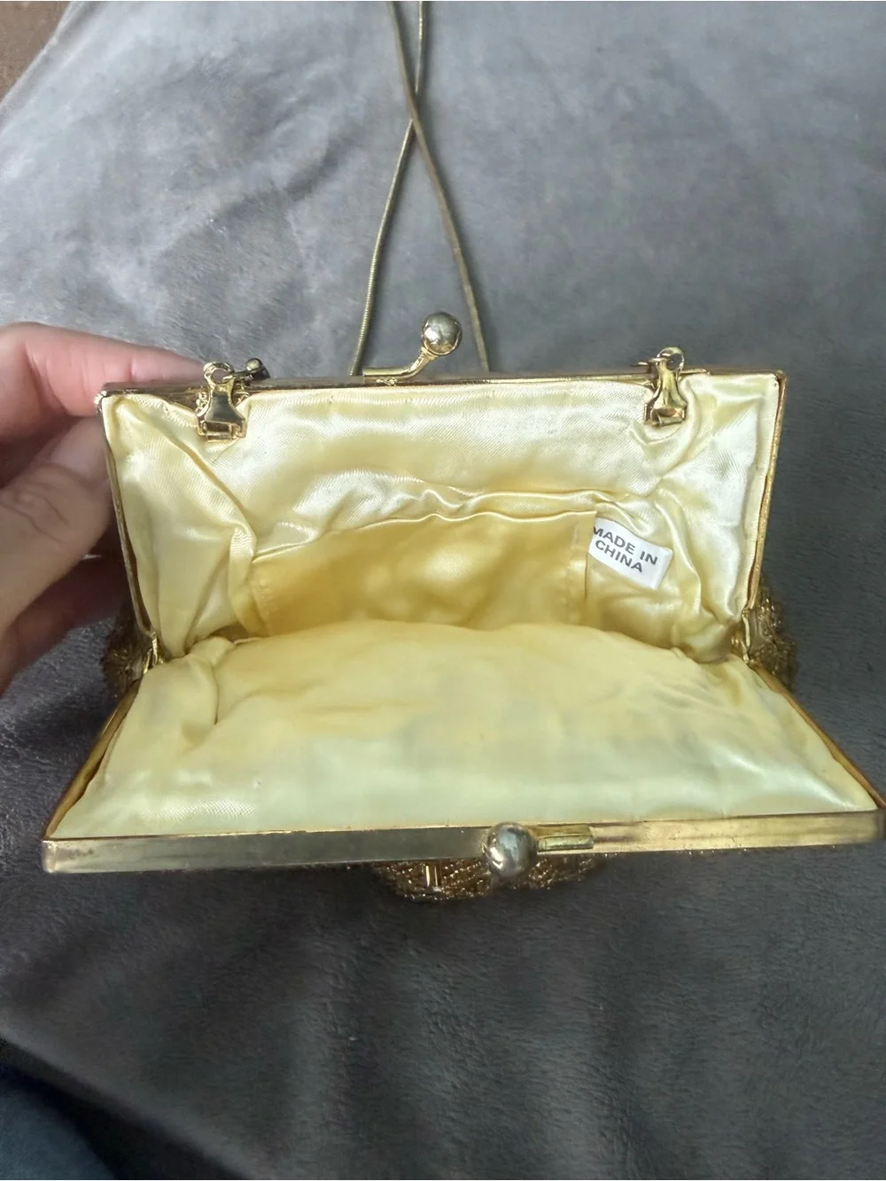 Vtg Beaded Bugle clamshell cocktail bag clutch mermaid